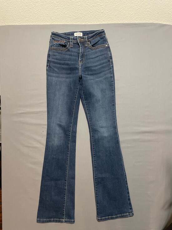 Shyanne Denim - Shyanne Women's Mid-Rise Bootcut Jeans with Aztec Embroidered Pocket Detail